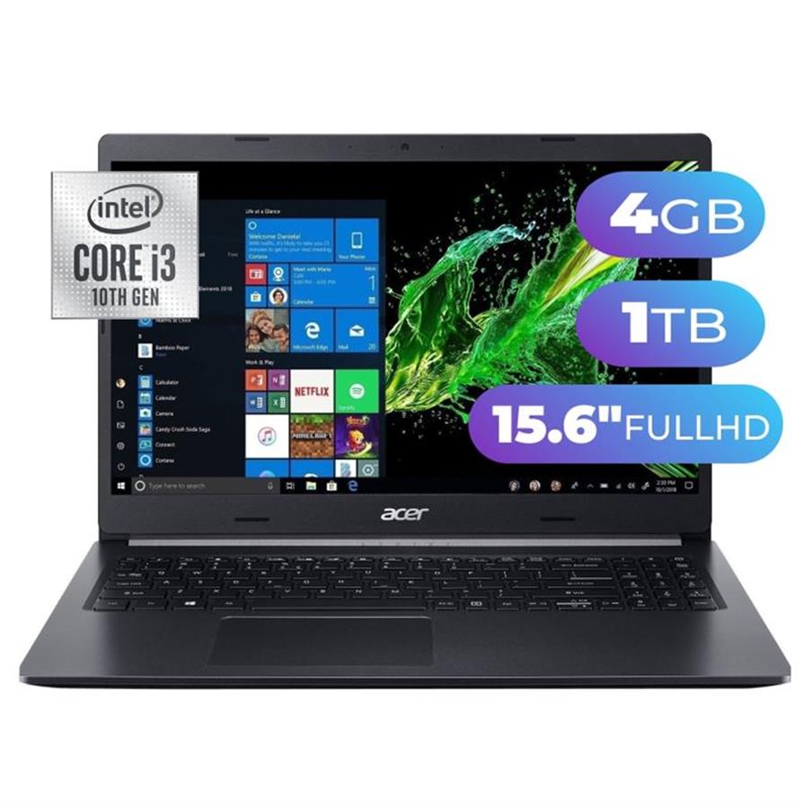 Notebook Acer 15,6" Intel Core i3 10ma, 4GB, 1TB, Pantalla FullHD 1080p A515-54-36VC