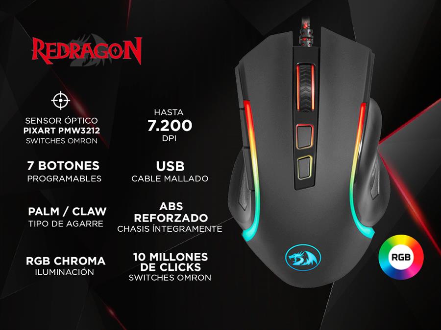 Mouse Redragon Griffin M607 RGB USB 7200DPI