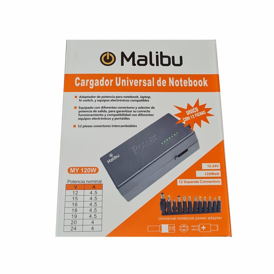 Cargador Universal De Notebook 12 Adaptadores 12-24V Malibu 120W