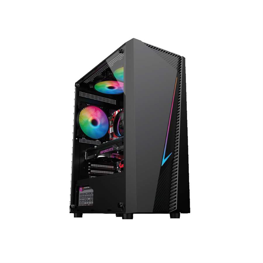 Gabinete SYX Gamer EQS7 Black RGB c/ 1 Cooler RGB trasero