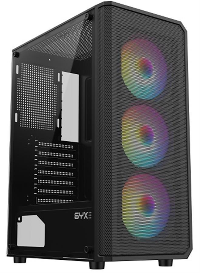 Gabinete GAMER SYX EQS10 BLACK x 3 Cooler RGB