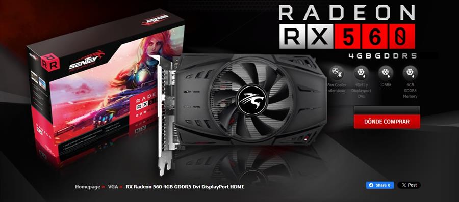 Placa Video Sentey AMD Radeon RX560 4 GB GDDR5