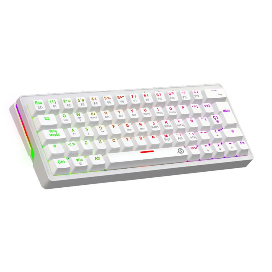 Teclado Mecanico Solarmax Inalambrico Tri Modo 60% Rgb Red Switch BLANCO GMKB64RW