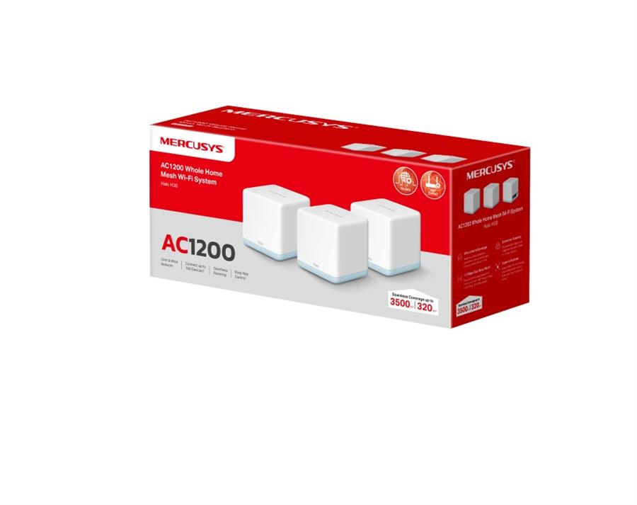 Halo H30 Pack de 3x Mesh Mercusys AC1200 Wifi Systemm, mejor que un repetidor/extensor