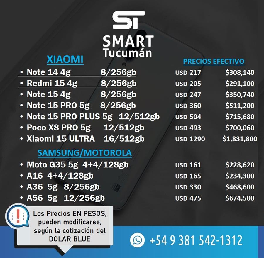 Lista Celulares XIAOMI