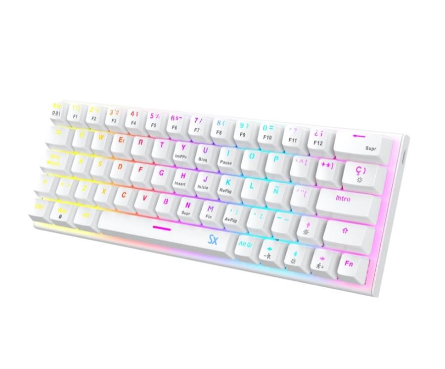 Teclado Gamer Mecanico Switch Red Rgb Blanco Solarmax 60%