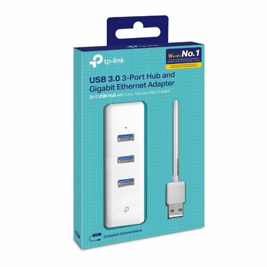ADAPTADOR TP-LINK UE330 USB A ETHERNET GIGABIT RJ45 + HUB DE 3 PUERTOS USB 3.0