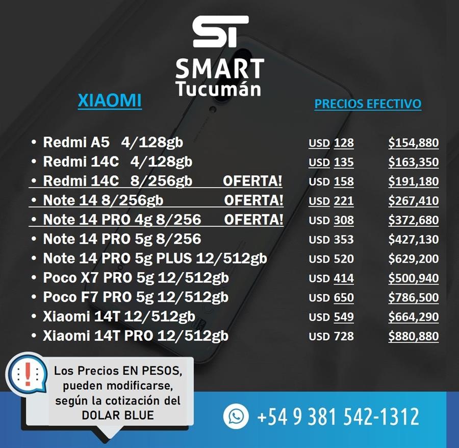 Lista Celulares XIAOMI