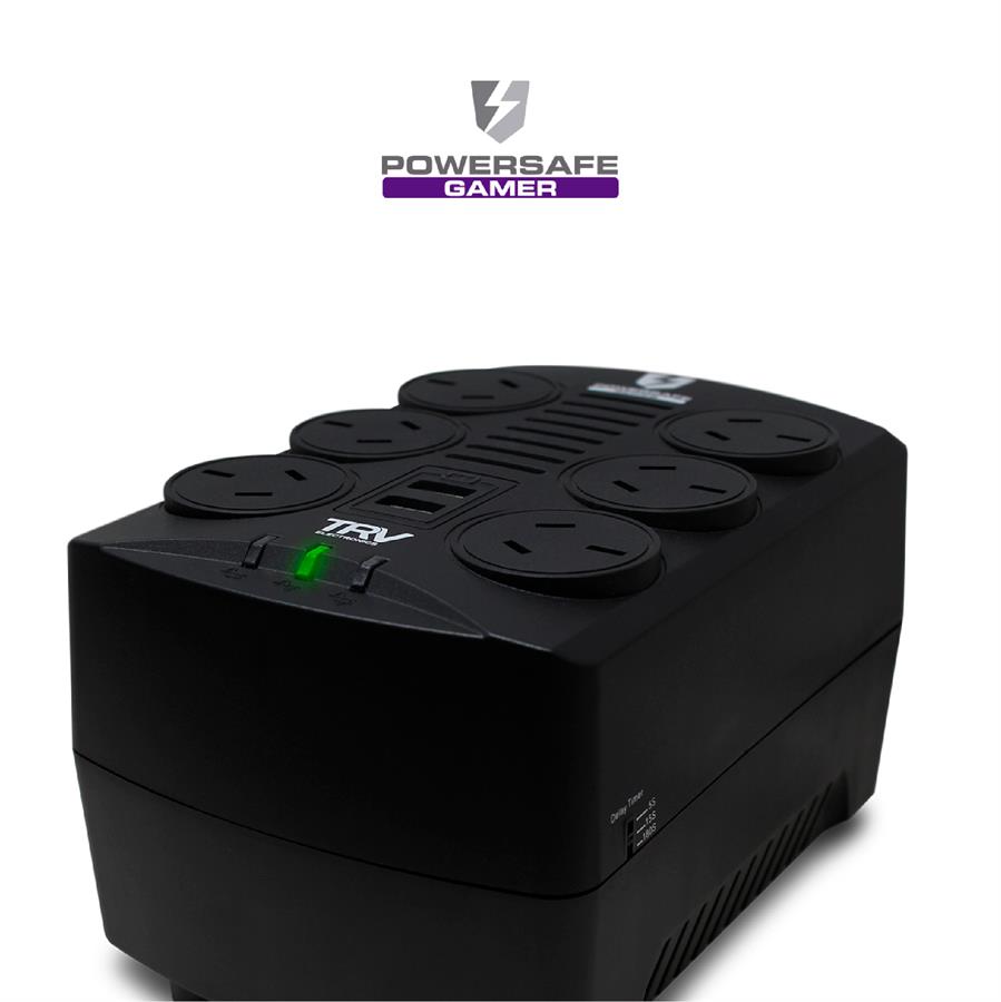 ESTABILIZADOR Gamer 4000va TRV POWERSAFE GAMER RJ-45/11 PORT 6 Bocas