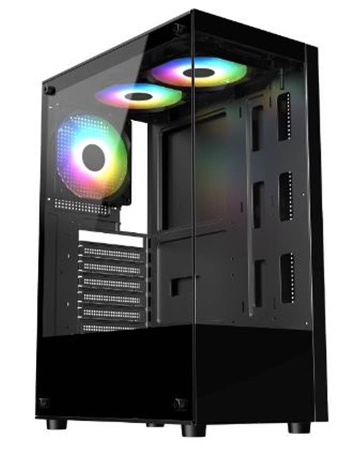 Gabinete Gamer SYX GAMER EQS11 BLACK x 3 Fan Cooler RGB Vidrio lateral y frontal