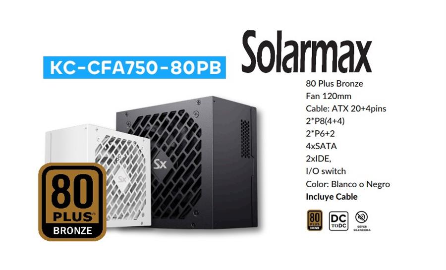 Fuente GAMER Solarmax 750W 80+ PLUS BRONZE