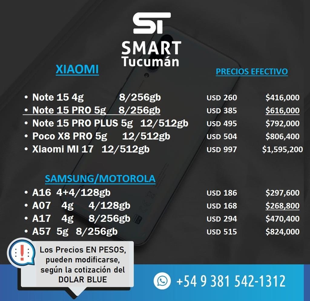 Lista Celulares XIAOMI