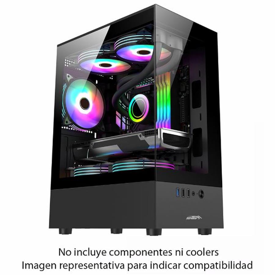 GABINETE SENTEY H10 BLACK VIDRO LATERAL Y FRONTAL NEGRO c/ 1 cooler RGB sin fuente