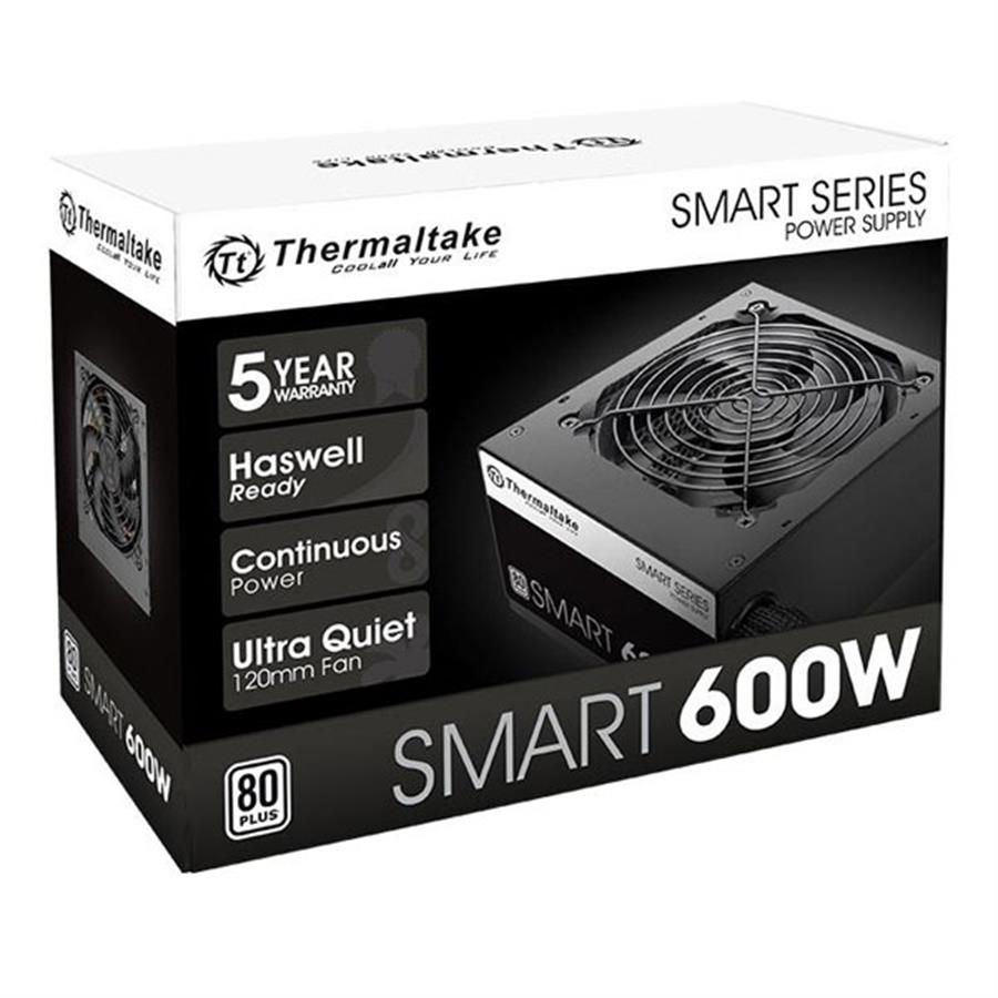 FUENTE 600W THERMALTAKE SMART WHITE 80 PLUS