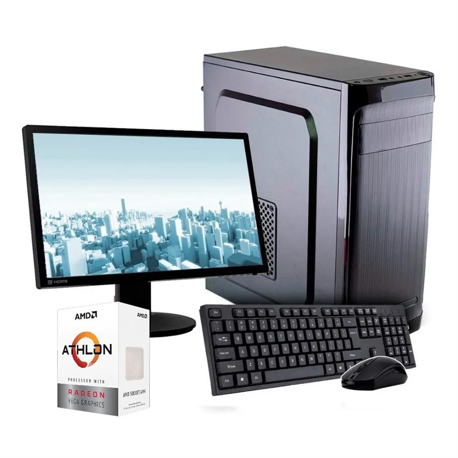 6 CUOTAS SIN INTERES! PC + Monitor Athlon 3000G, Video Vega 3, 8Gb, SSD 240Gb, HDMI, A520m