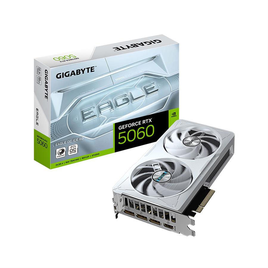 Placa de Video Gigabyte Geforce RTX 5060 Eagle OC ICE 8Gb White Blanca