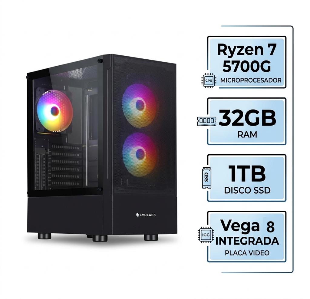 PC GAMER Ryzen 7 5700G | Vega 8 | 32GB | 1TB | 80+ | WiFi