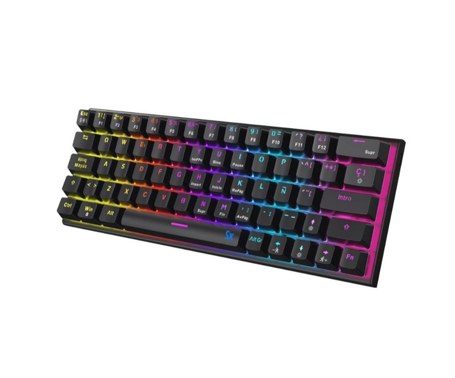 SOLARMAX TECLADO MECANICO GAMER 60% ESPAÑOL USB NEGRO GMKB76CB SWITCH RED