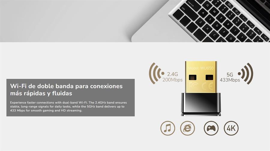 Placa de Red USB Cudy AC650 Mini Wifi Dual Band 5ghz