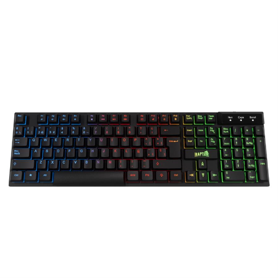 Teclado Raptor Fireclaw M1 Membrana Rainbow 7 colores RGB USB