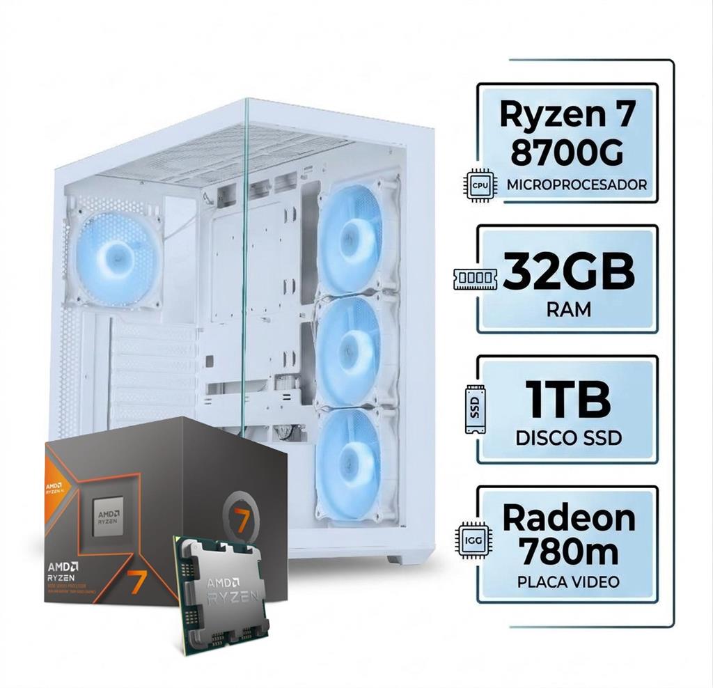 Pc Gamer Ryzen 7 8700G | Radeon 780m | 32gb DDR5 | 1TB | Fuente 80+ | WiFi