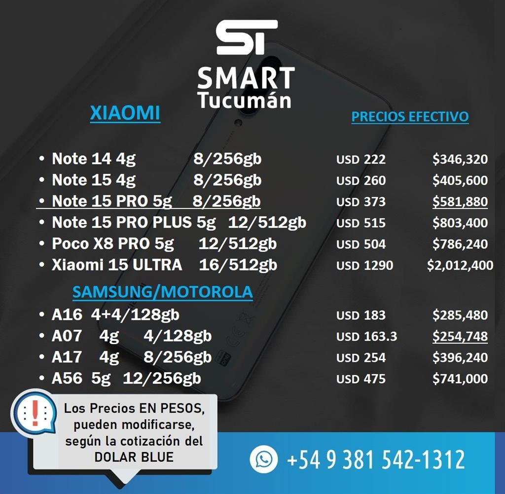 Lista Celulares XIAOMI