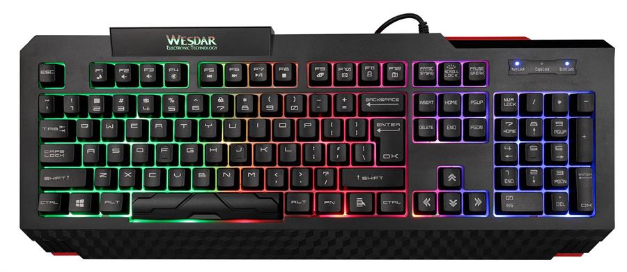 Teclado Gamer Wesdar MK4 Multimedia Rgb Backlight Pc Usb Membrana