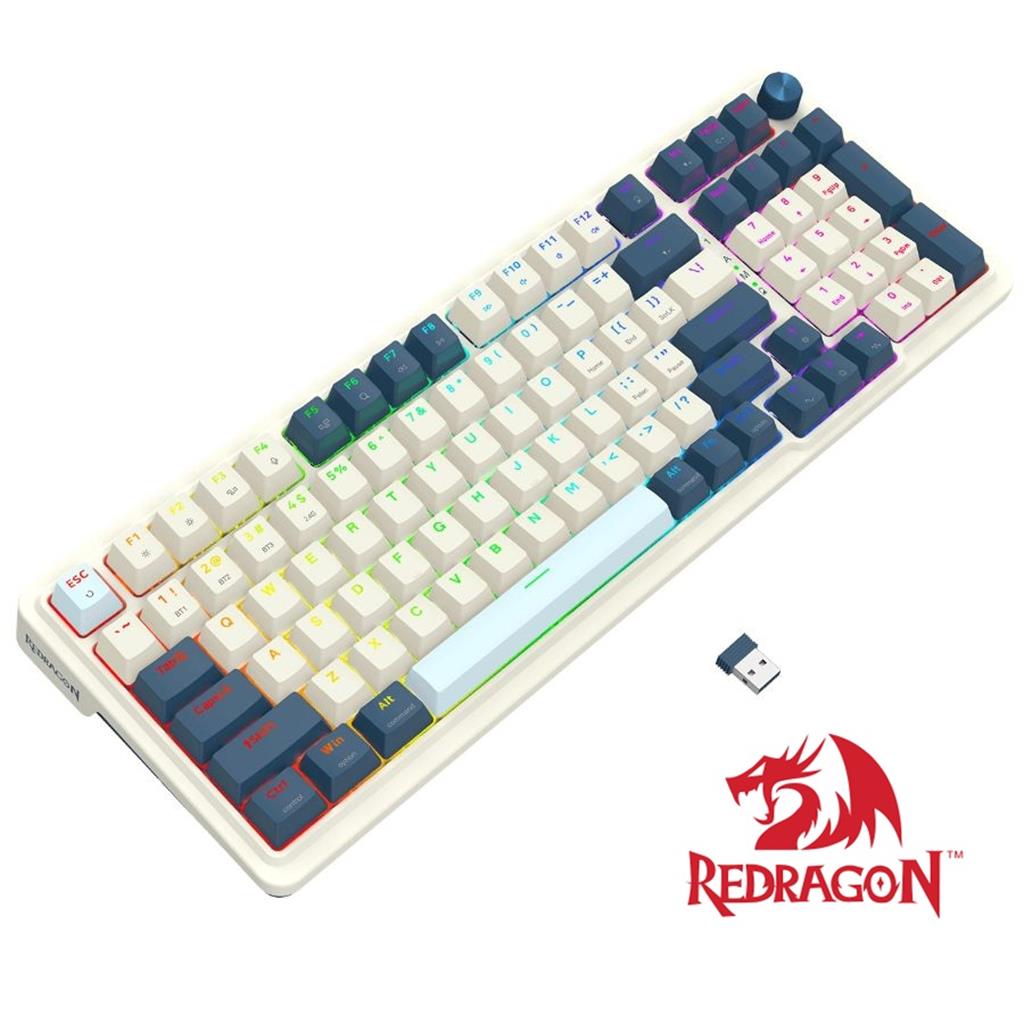 Teclado Mecánico Inalámbrico Redragon Eisa PRO K686WB-RGB-PRO-SP Blanco y Azul