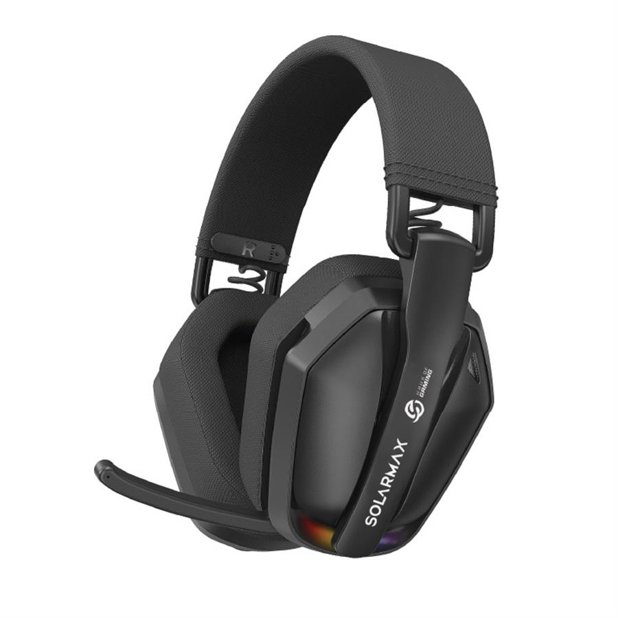Auriculares Gamer Inalambricos Solarmax Ghw97b Bluetooth Tri Modo Rgb Noise Cancelling 7.1 Ultra Livianos Plegables Negro