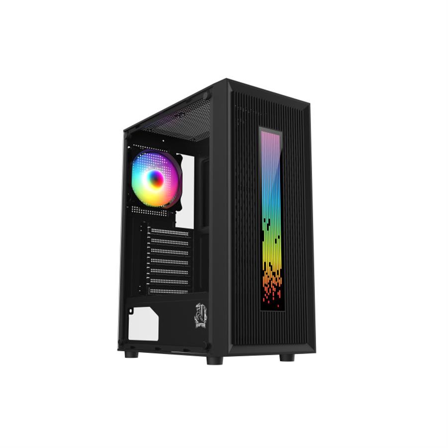 Gabinete Raptor Vortex TG Mid-Tower RGB Back Fan x1 + Led Front w/button control