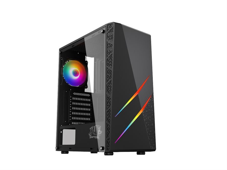 Gabinete Raptor Blaze Force TG Mid tower RGB x1 Fan cooler