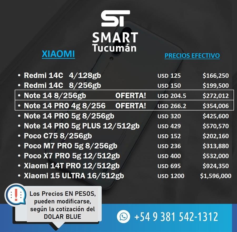 Lista Celulares XIAOMI