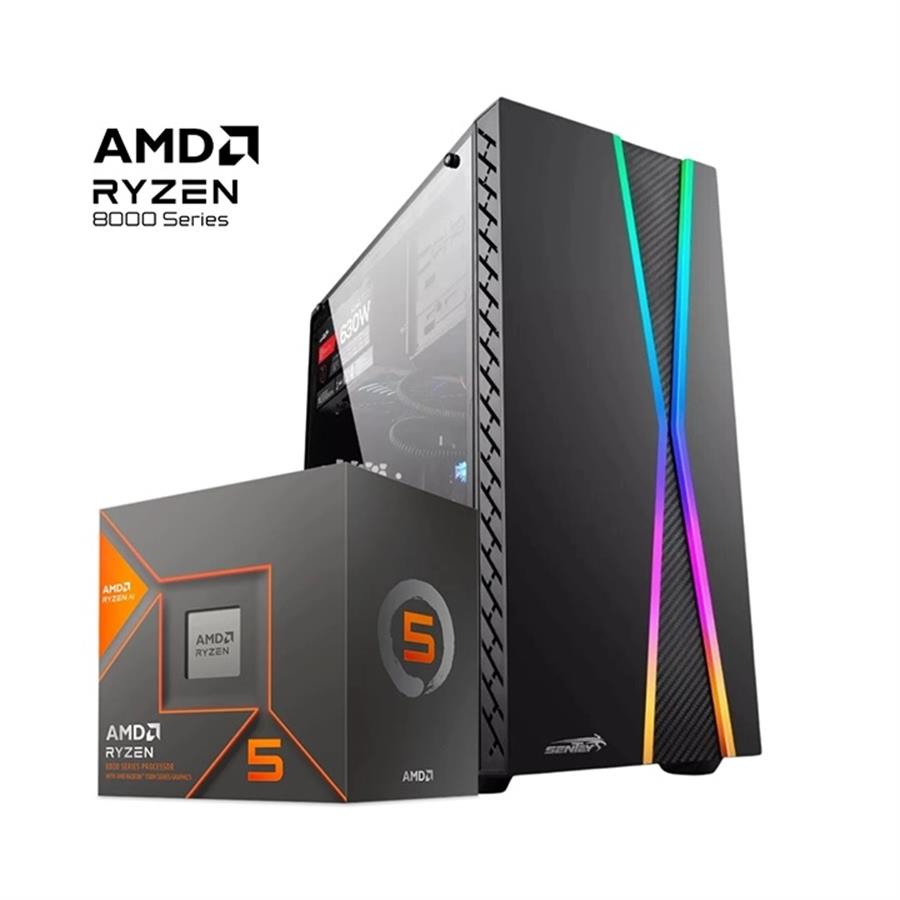 Pc Amd Ryzen 5 8500G, 16GB DDR5, Ssd 480g Video Radeon 740m, Gabinete GAMER