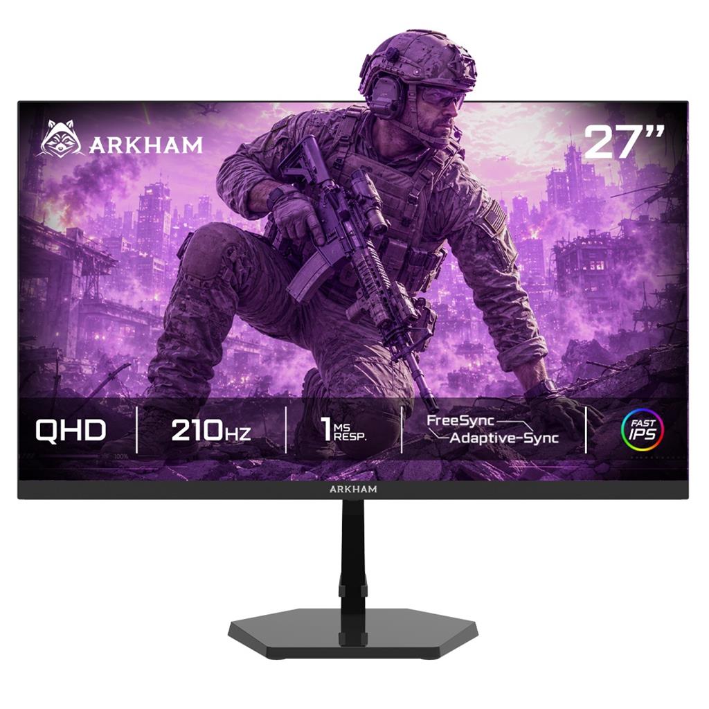 Monitor 27" Arkham IPS Resolucion 2K QHD HDMI / DP 210Hz 1ms. Parlantes 3w