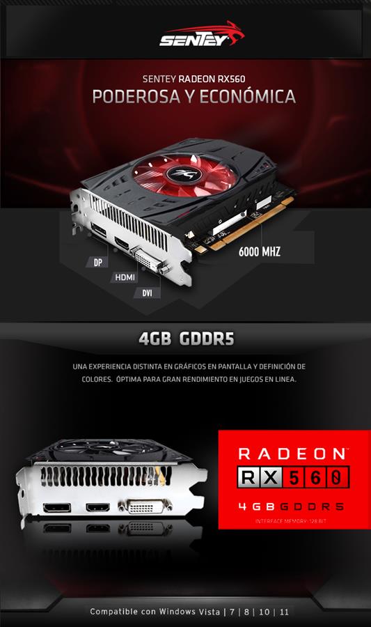 Placa Video Sentey AMD Radeon RX560 4 GB GDDR5