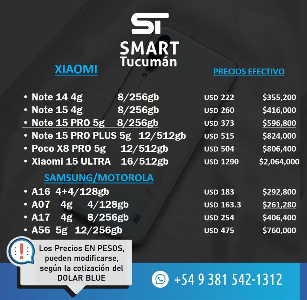 Lista Celulares XIAOMI