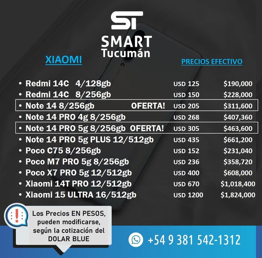 Lista Celulares XIAOMI