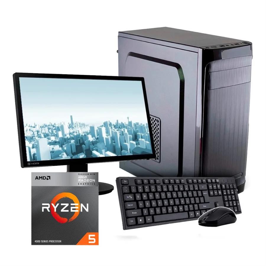 6 CUOTAS SIN INTERES! Pc + MONITOR 19" Ryzen 5 4600g, Video Vega 7, 8gb DDR4, Ssd 512gb! Performance Windows 10 A520m 3200mhz