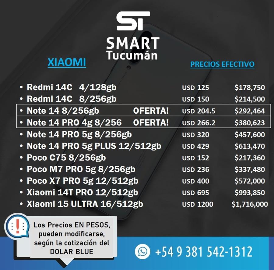 Lista Celulares XIAOMI
